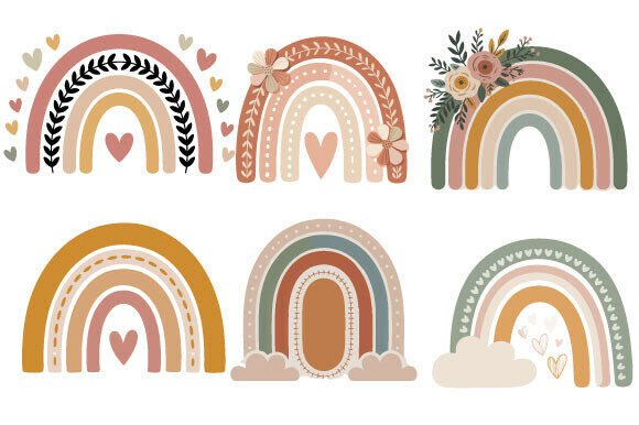 Boho Rainbow Decorative Vector Icon Guide
