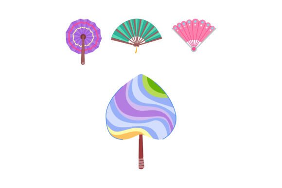 Decorative Collection of Various Colorful Hand Fans: Merging Style, Function, and Tradition