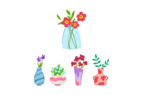 Decorative Vases with Various Flowers