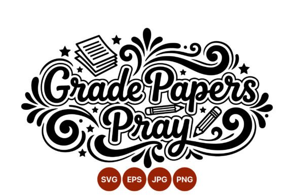 Elevating Educational and Creative Branding with Grade Papers Pray Decorative Lettering