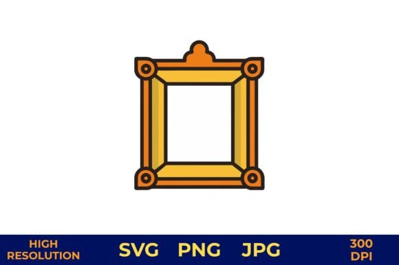 Empty Golden Decorative Frame Icon: A Versatile Digital Asset for Design Projects