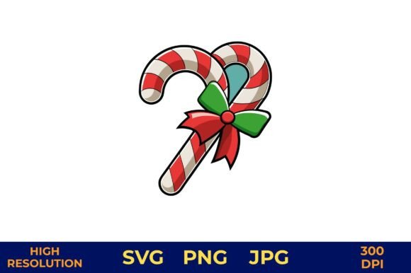 Festive Candy Canes with a Decorative Bow: A Guide to High-Quality Holiday Design Assets