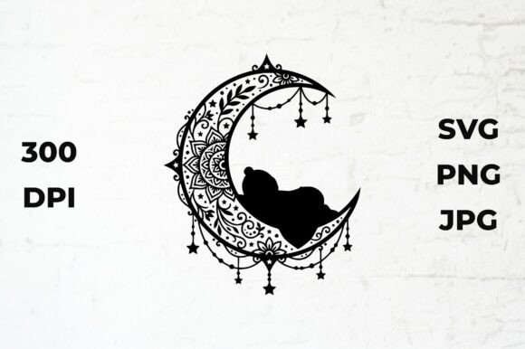 Newborn Baby Sleeping on Decorative Moon