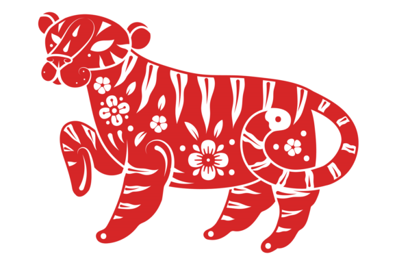 Red Paper Cut Tiger Design