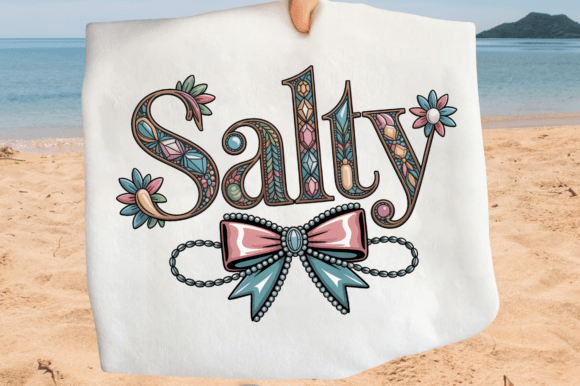 Salty Floral Decorative Typography PNG