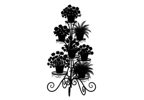 Silhouette of Potted Plants Decorative: Integrating Vector Assets into Professional Design Workflows