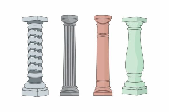 Strategic Design: Leveraging the Decorative Pillar Set Vector for Brand Authority