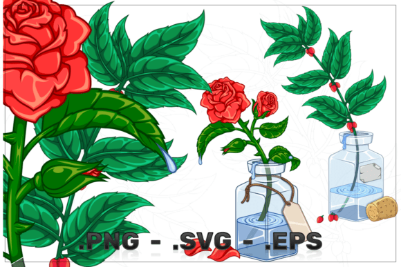The Art and Utility of Glass Bottle with Decorative Plants in Digital Design