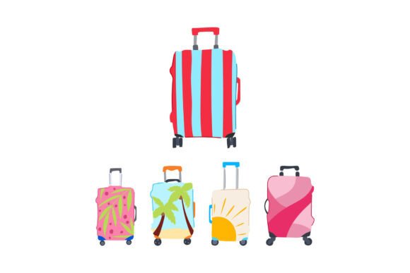 Travel Luggage with Decorative Colorful Designs
