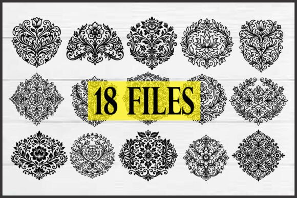 Vintage Decorative Damask Elements: Elevating Design with Luxury Floral Mandalas