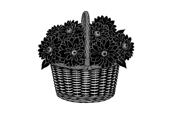 Wicker Basket Filled with Decorative Blu: Elevating Your Creative Projects with Stylish Silhouette Art